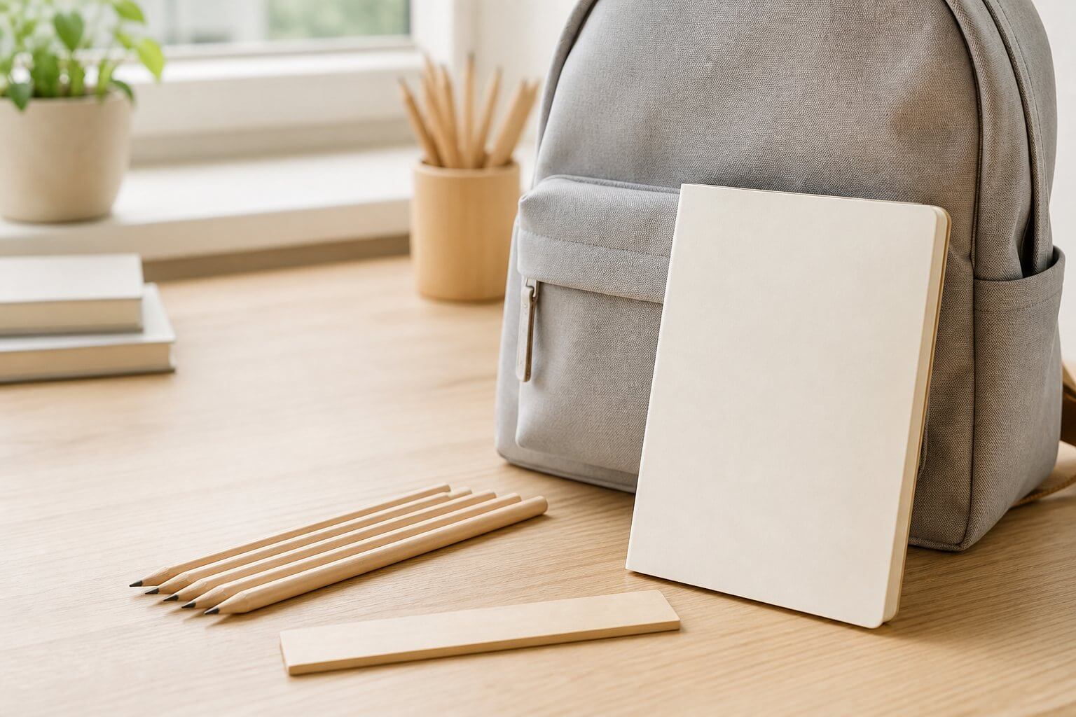 Sac à dos et fournitures scolaires neuves, ambiance de rentrée au collège
