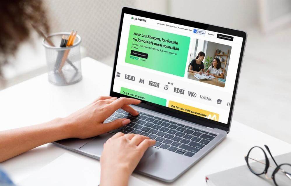 Écran d'ordinateur affichant le site Les Sherpas