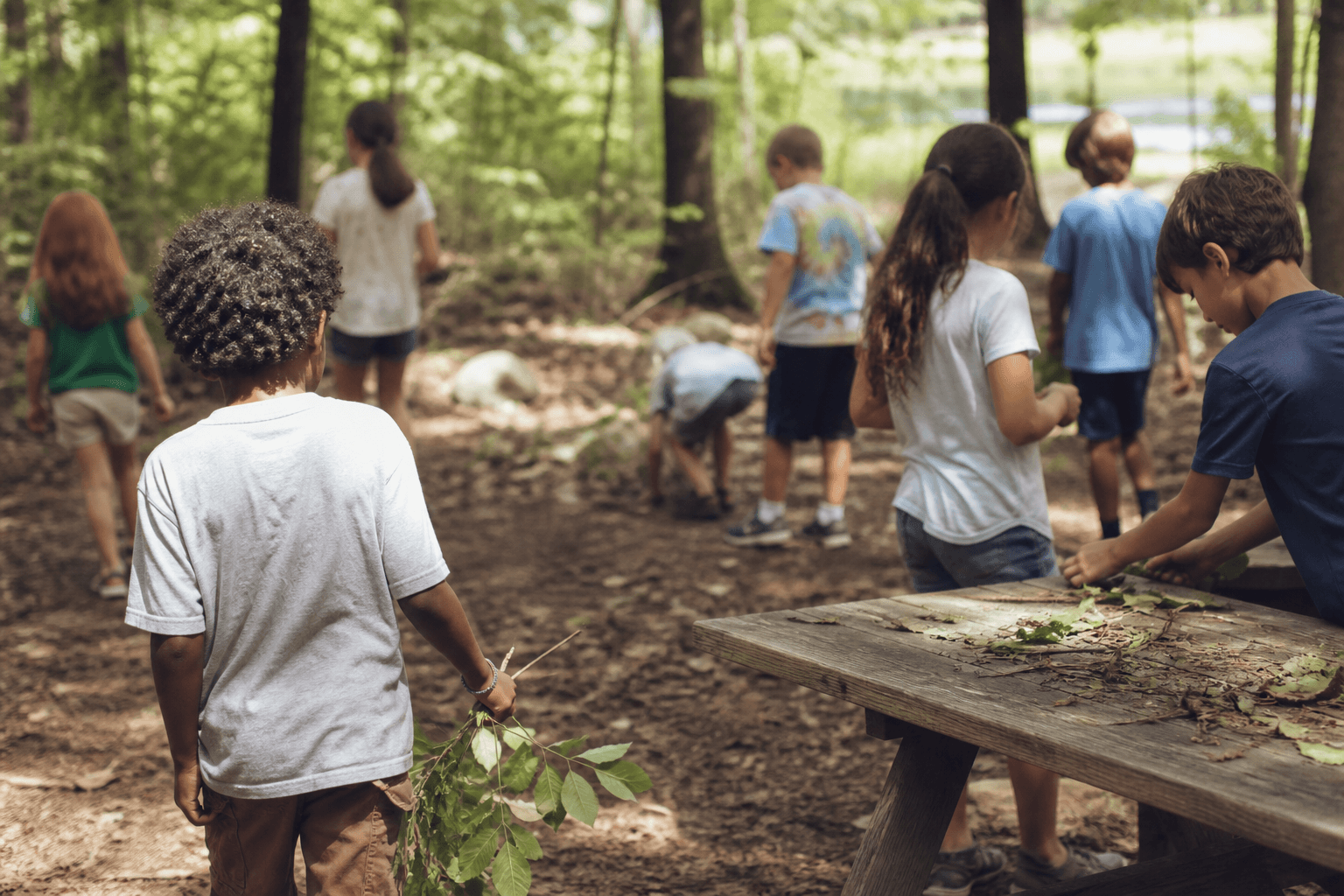 Enfants développant coopération et autonomie pendant une colonie de vacances