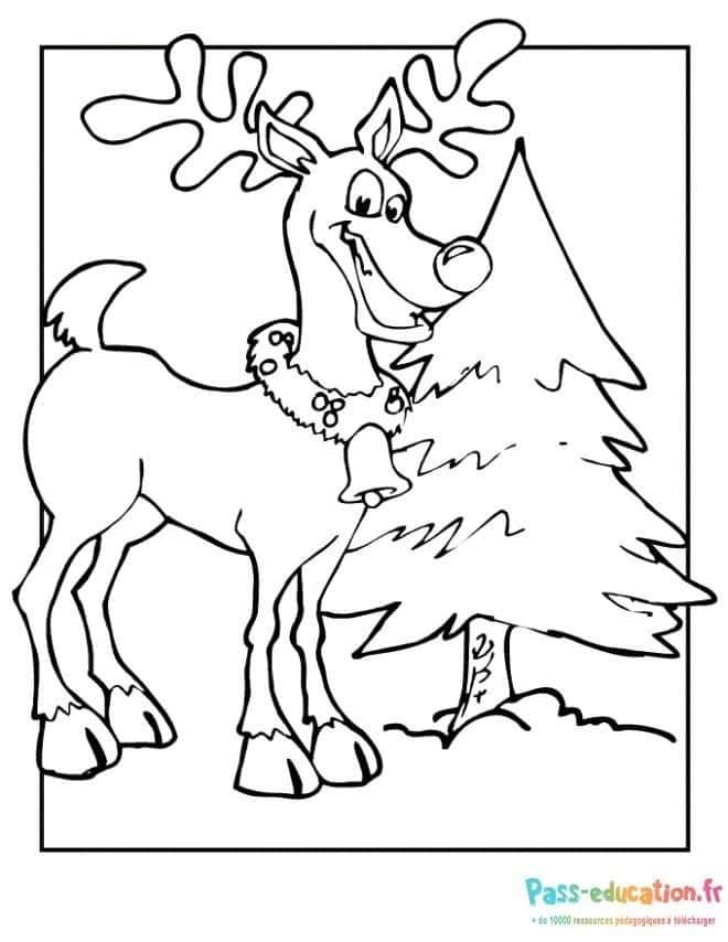 Coloriage Renne de Noël à imprimer et colorier