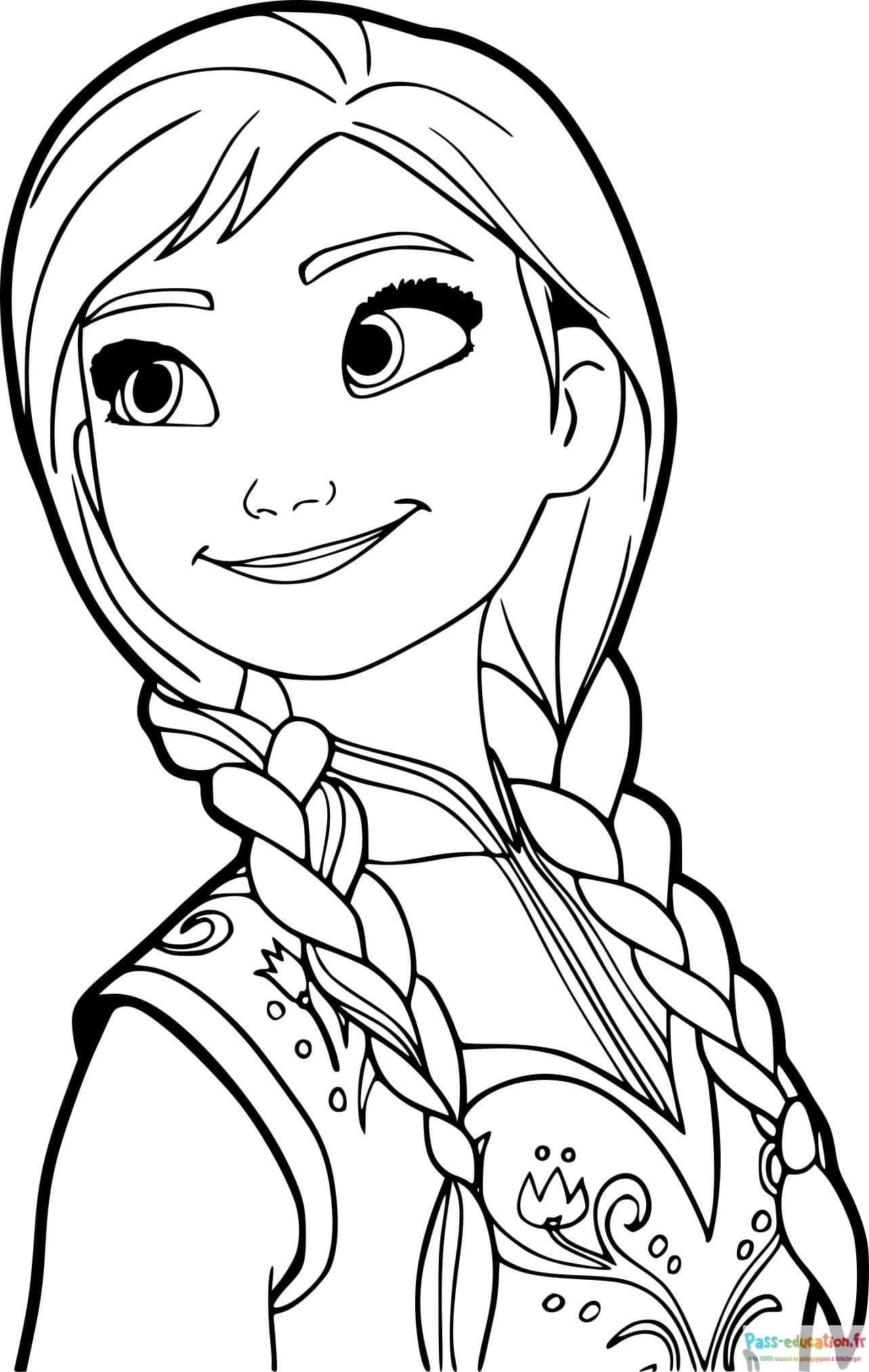 Coloriage Anna tressée à imprimer et colorier