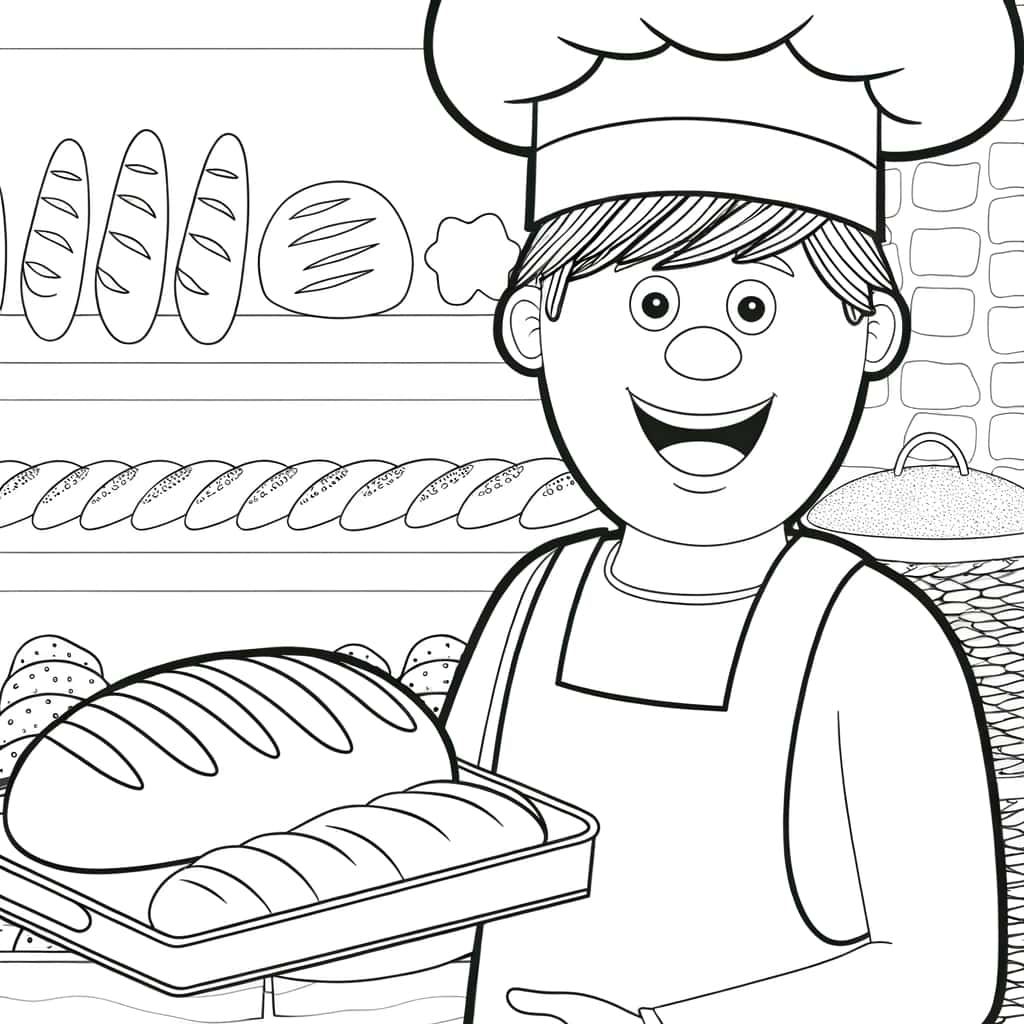 Coloriage Boulanger joyeux à imprimer et colorier