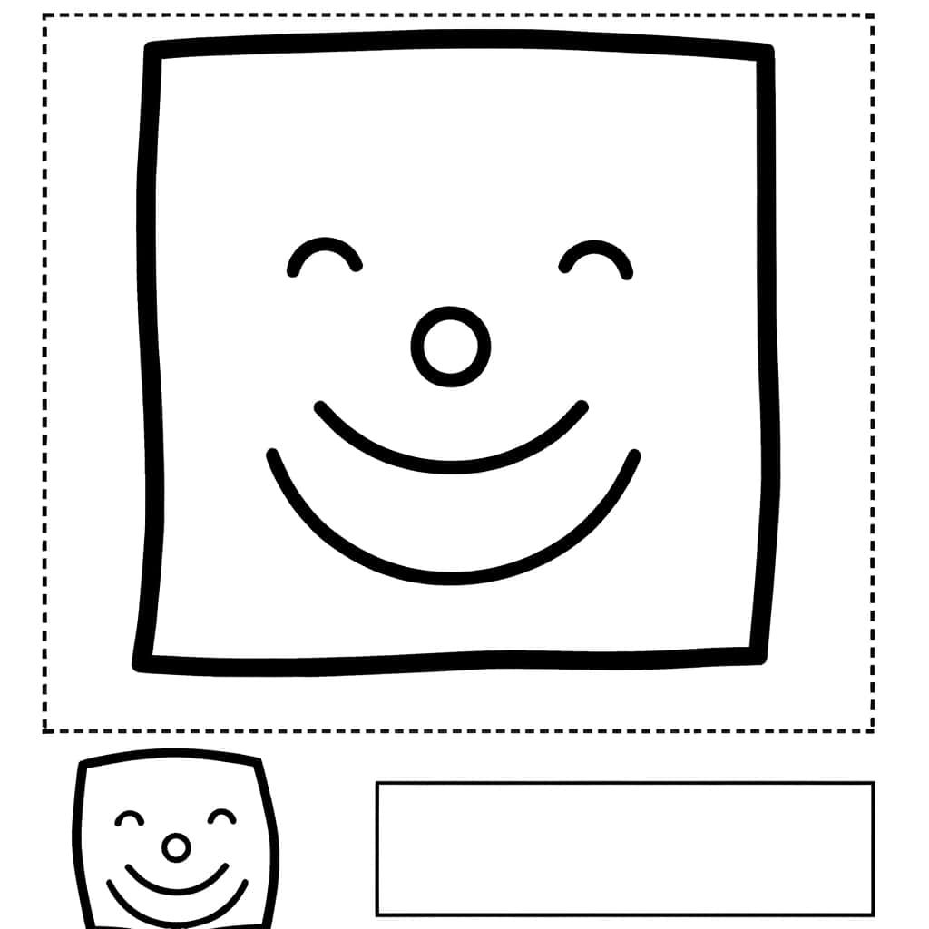 Coloriage Carré souriant à imprimer et colorier