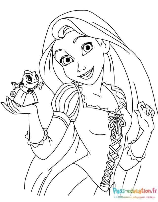 Coloriage Raiponce et Pascal à imprimer et colorier