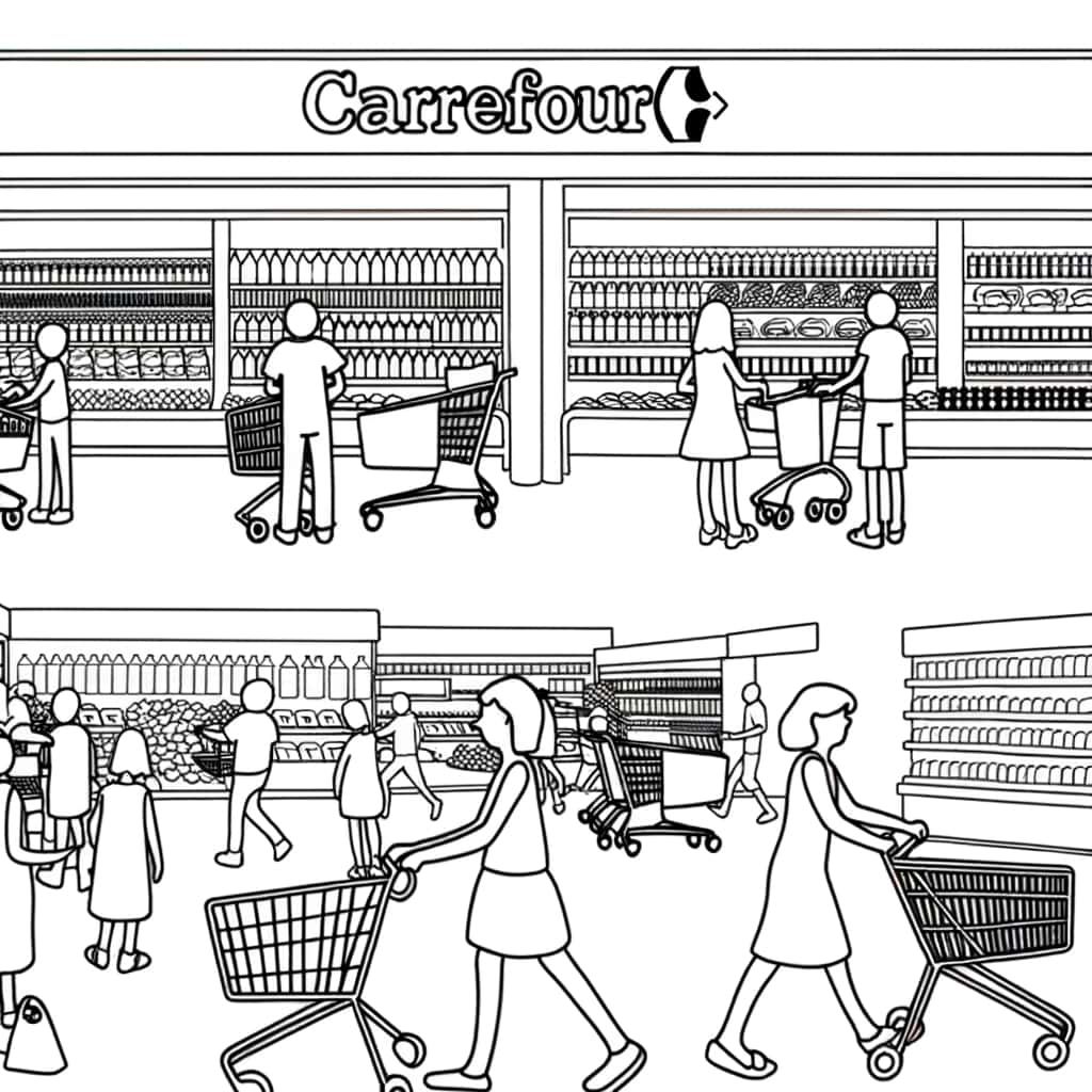 Coloriage Supermarché Carrefour à imprimer et colorier