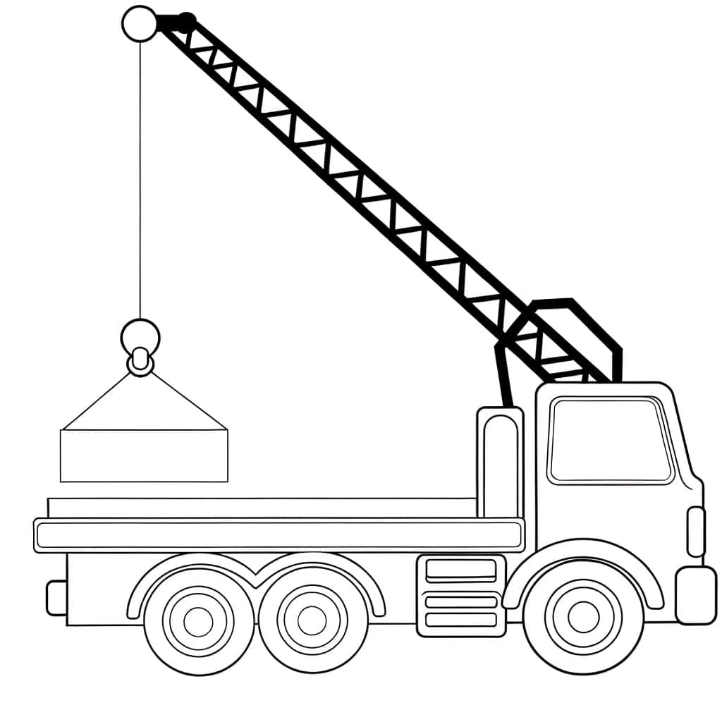 Coloriage Camion Grue à imprimer et colorier