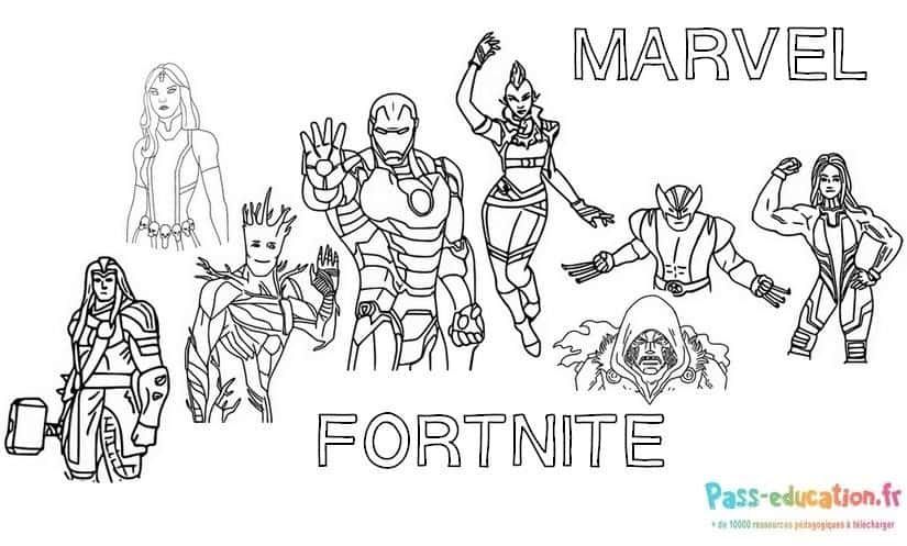 Coloriage Marvel Fortnite à imprimer et colorier