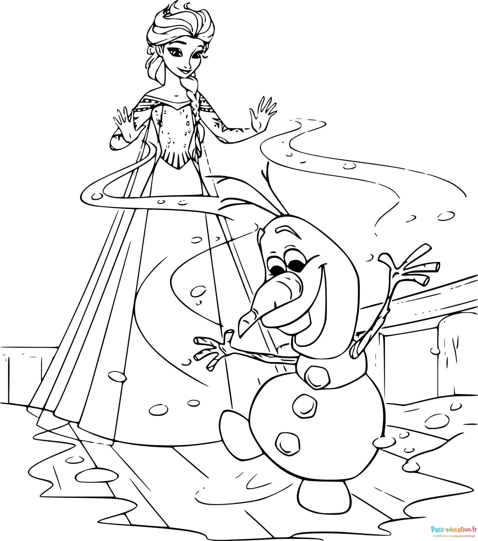 Coloriage Olaf et Elsa à imprimer et colorier
