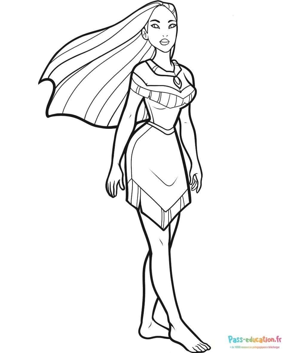 Coloriage Pocahontas attendant à imprimer et colorier