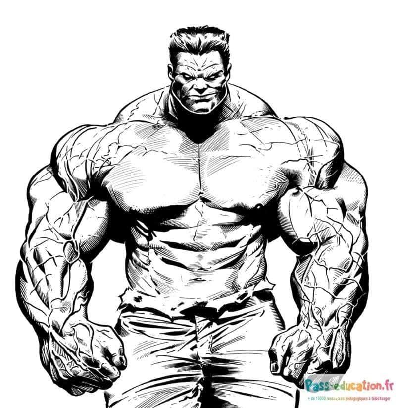 Coloriage Hulk musclé à imprimer et colorier