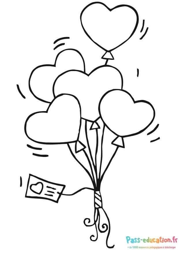 Coloriage Bouquet de ballons à imprimer et colorier