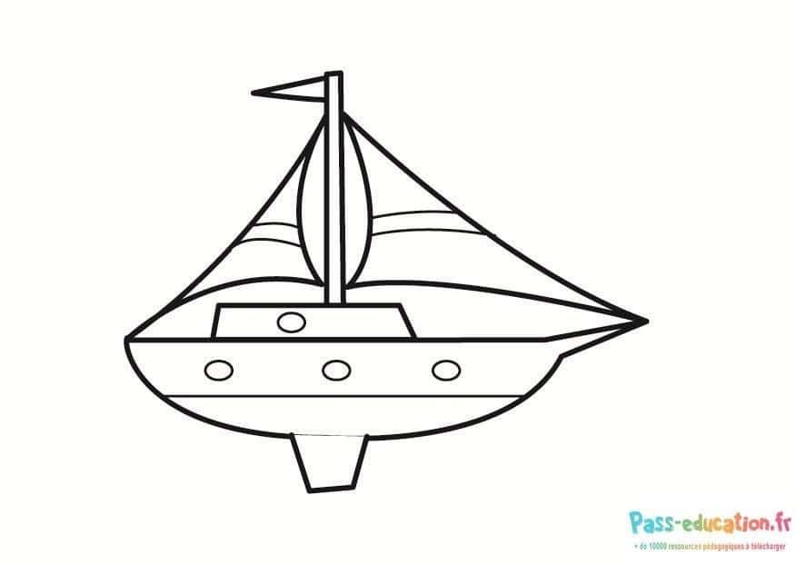 Coloriage Voilier simple à imprimer et colorier