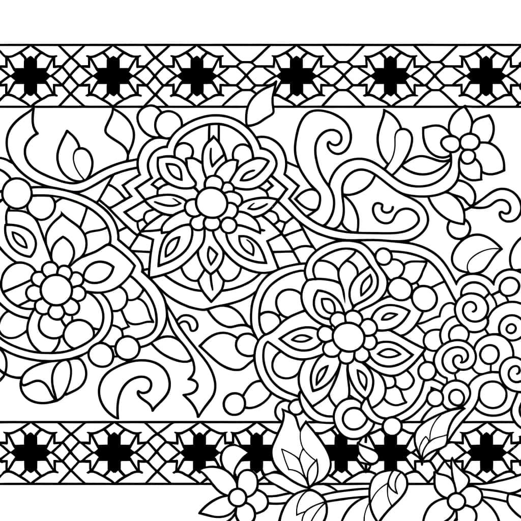 Coloriage Motifs floraux Arabesques à imprimer et colorier