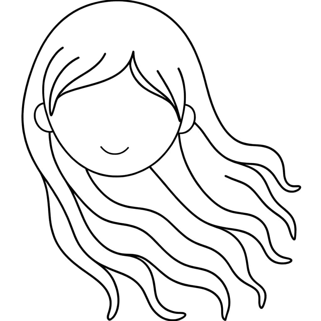 Coloriage Fille aux cheveux longs à imprimer et colorier