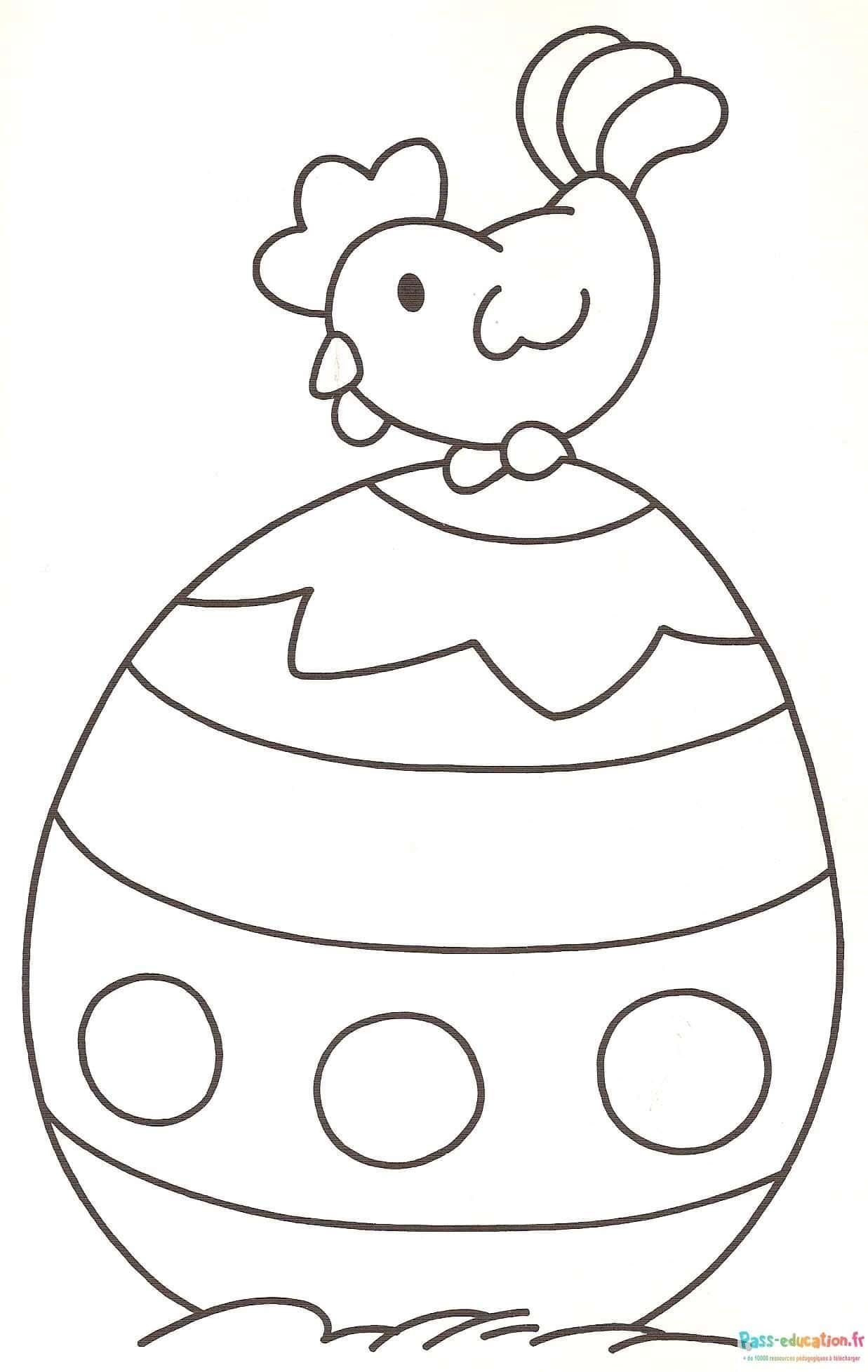 Coloriage Poussin sur œuf à imprimer et colorier