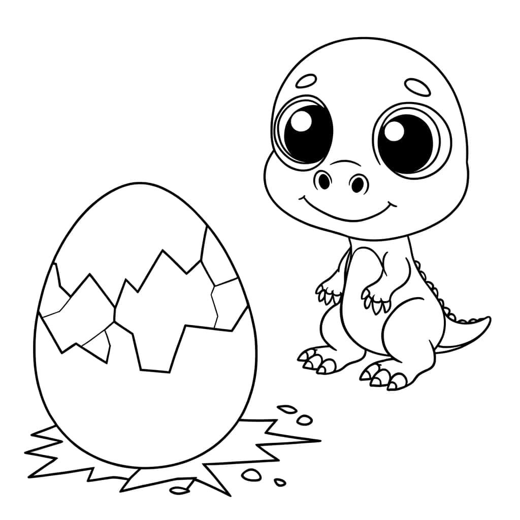 Coloriage Dinosaure et oeuf à imprimer et colorier