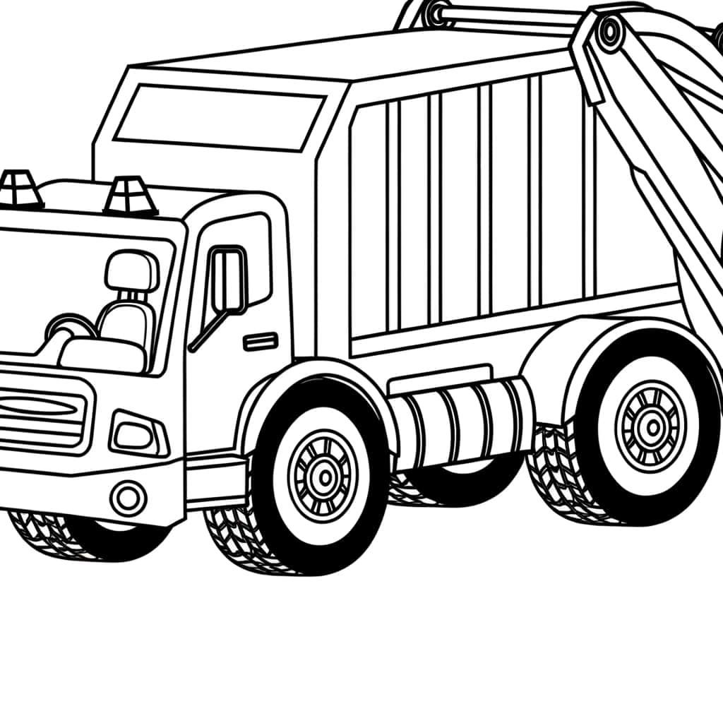 Coloriage Camion Poubelle à imprimer et colorier