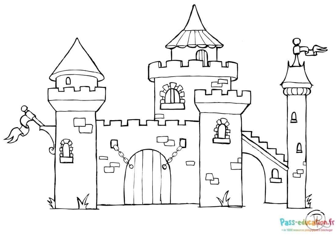 Coloriage Château fort à imprimer et colorier