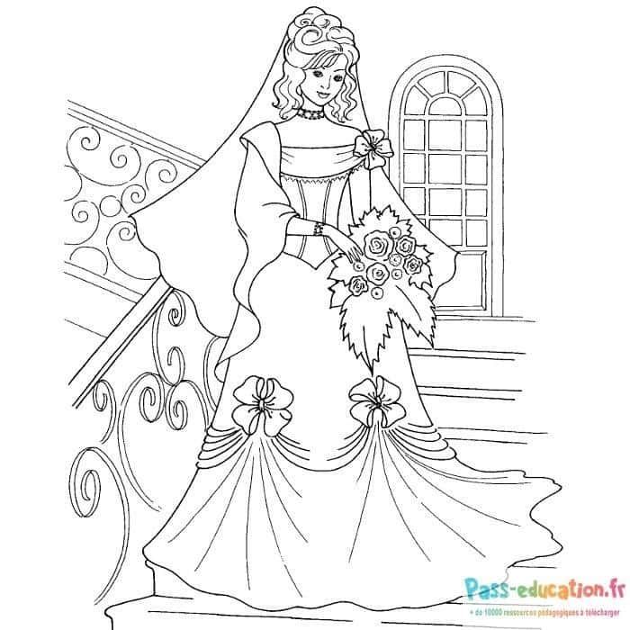 Coloriage Mariée élégante à imprimer et colorier