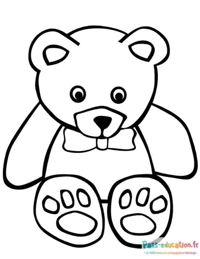 Coloriage Ours avec noeud à imprimer et colorier