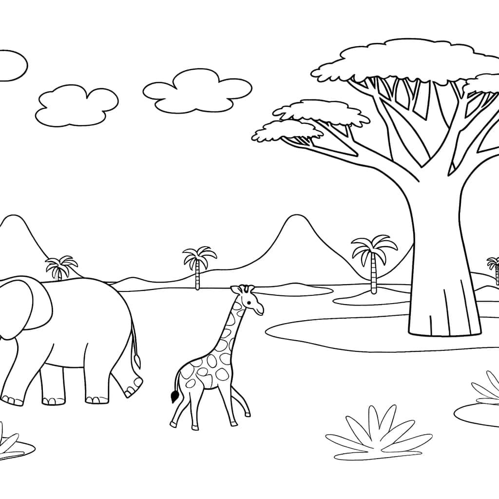 Coloriage Safari africain à imprimer et colorier