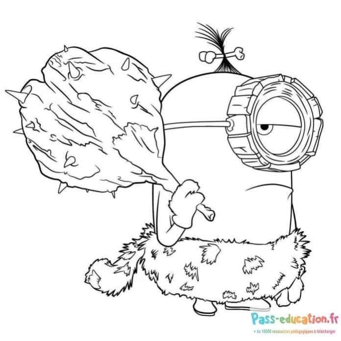 Coloriage Minion en caveman à imprimer et colorier