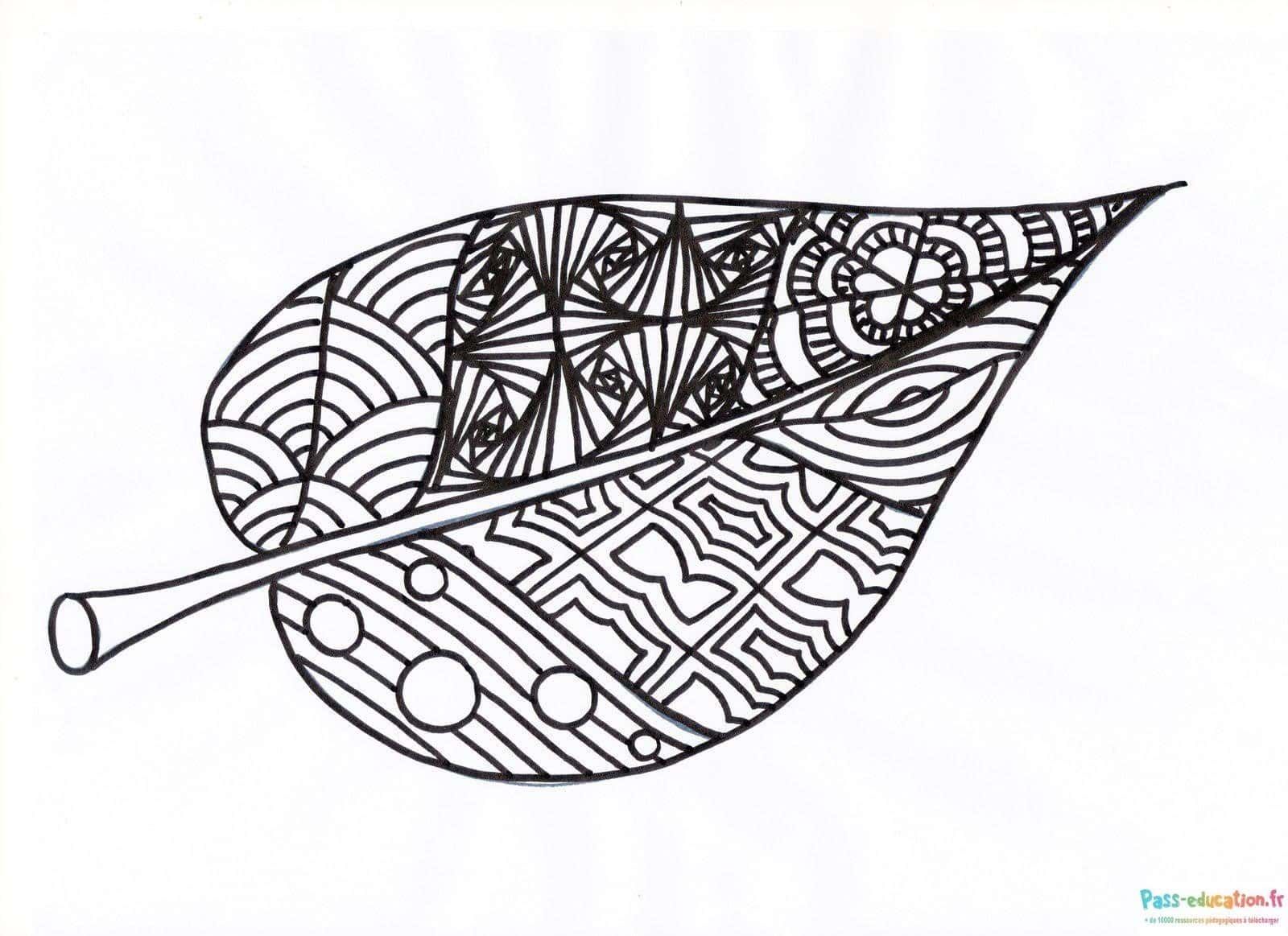 Coloriage Feuille décorée à imprimer et colorier