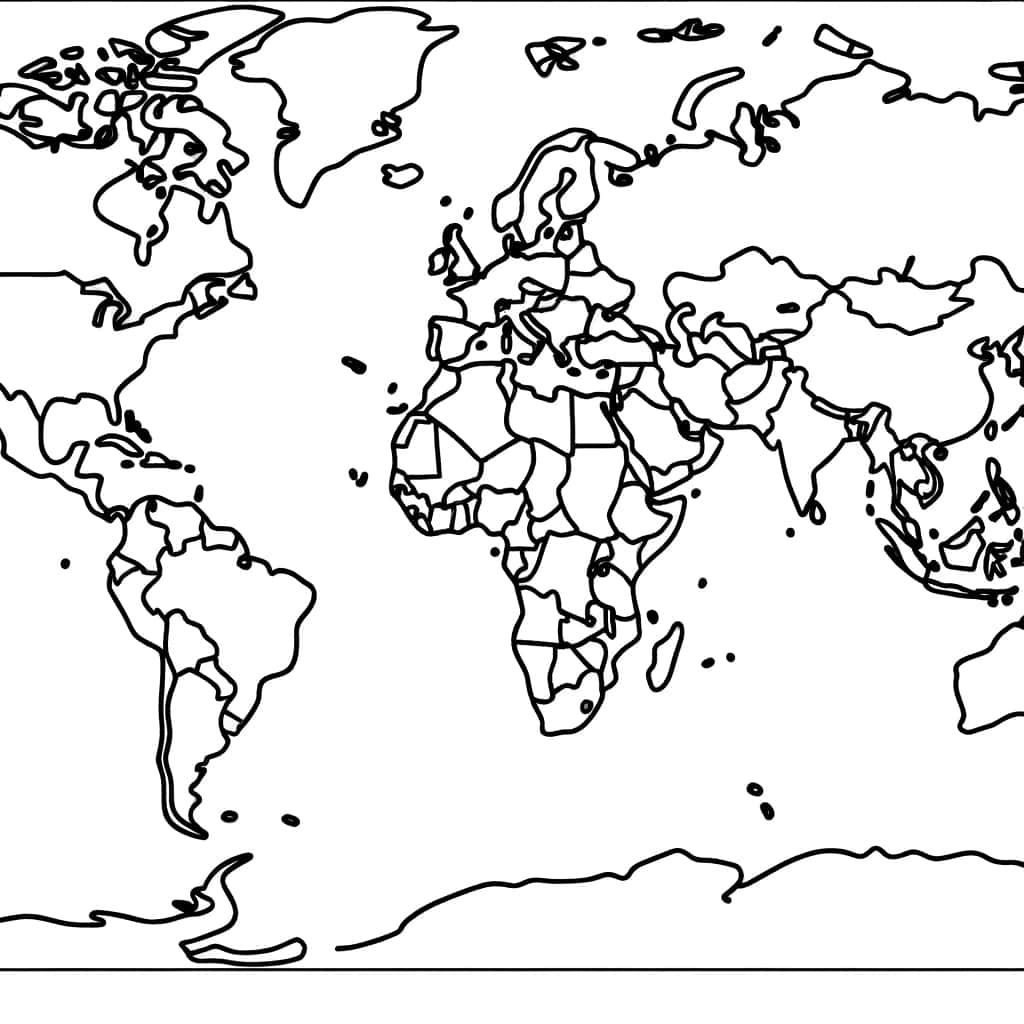 Coloriage Carte du monde à imprimer et colorier