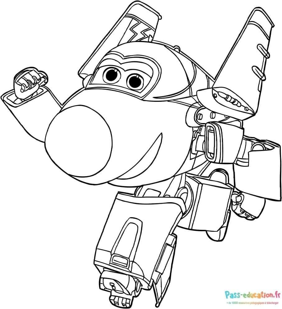 Coloriage Super Wings Jett à imprimer et colorier