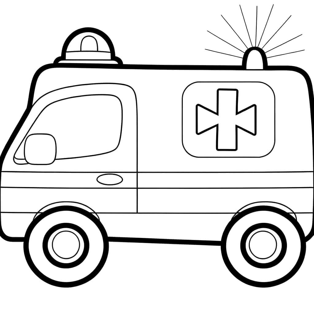 Coloriage Ambulance à imprimer et colorier
