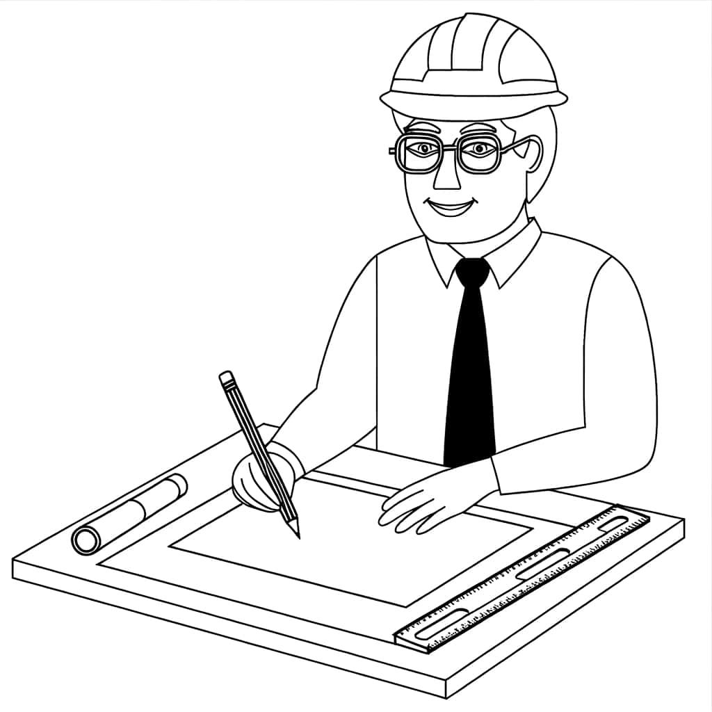 Coloriage Architecte au travail à imprimer et colorier
