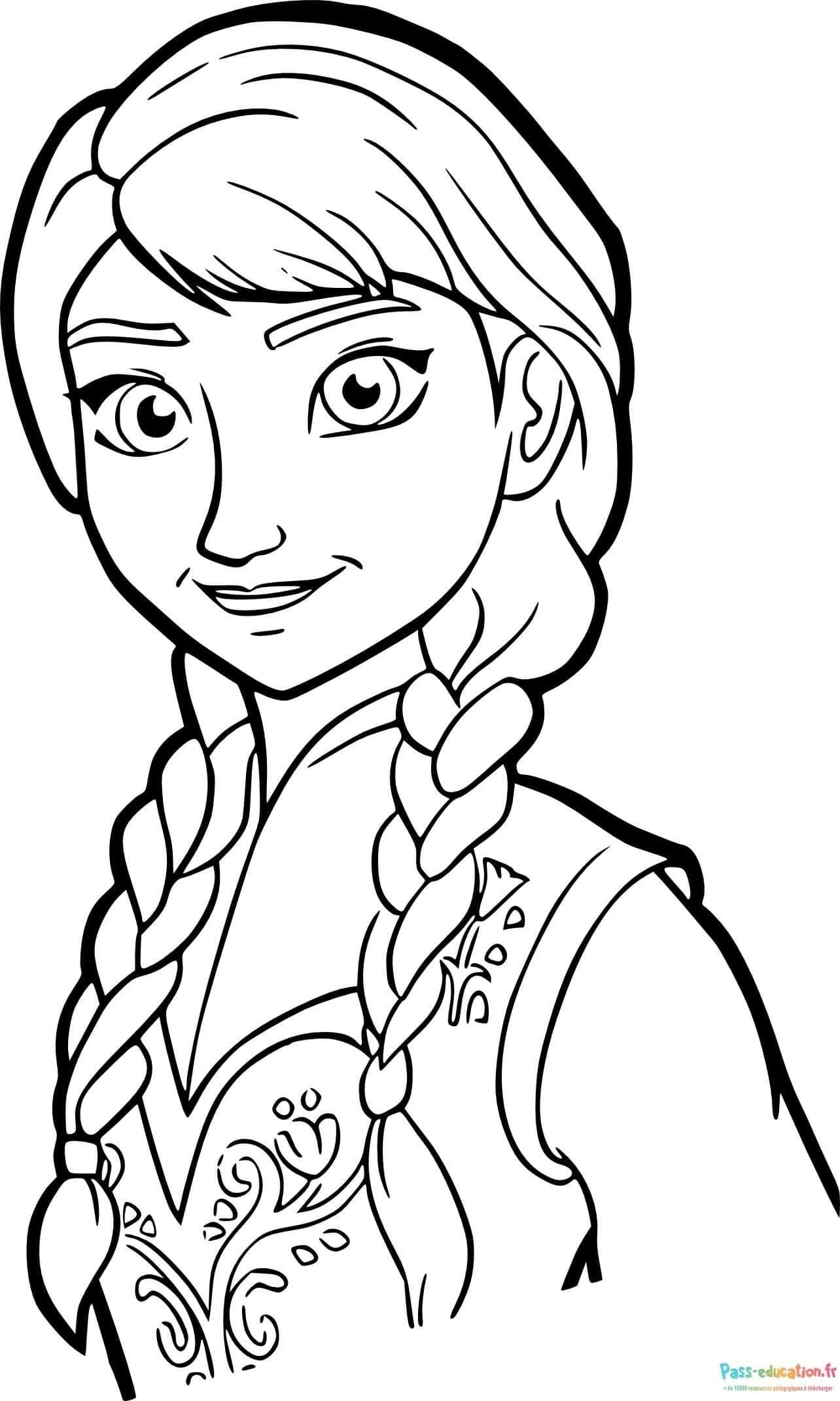 Coloriage Anna tressée à imprimer et colorier