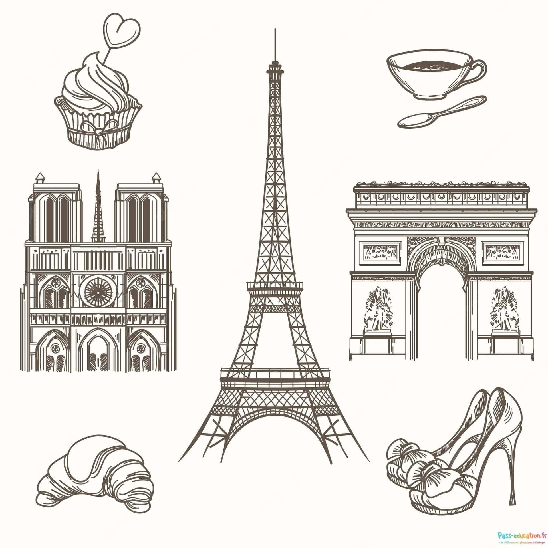 Coloriage Scènes parisiennes à imprimer et colorier
