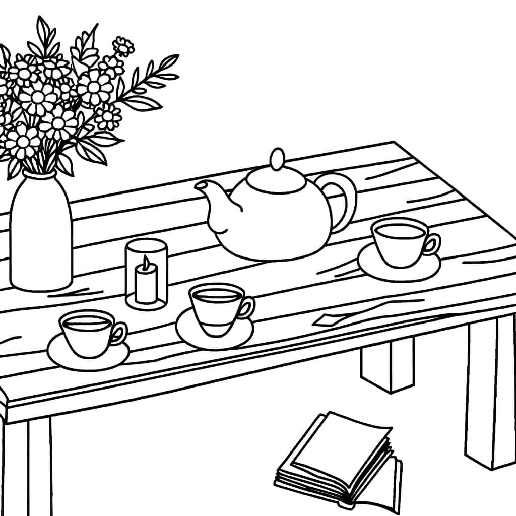 Coloriage Pause thé champêtre à imprimer et colorier