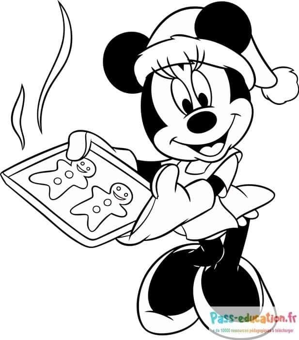 Coloriage Minnie fait des cookies à imprimer et colorier