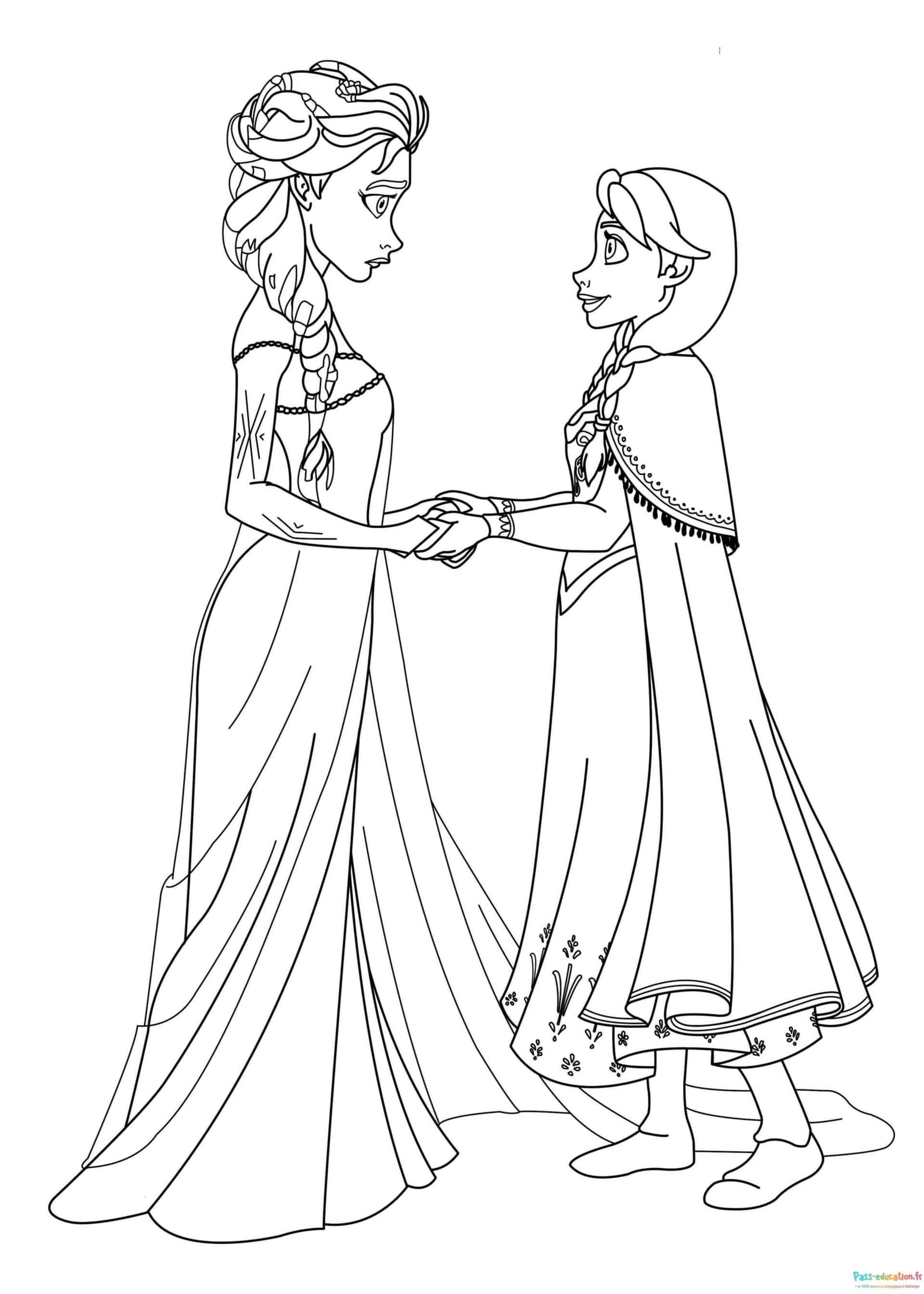 Coloriage Sœurs Royales Frozen à imprimer et colorier