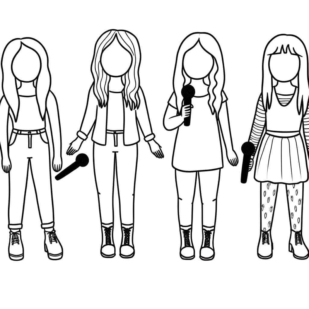 Coloriage Groupe pop féminin à imprimer et colorier