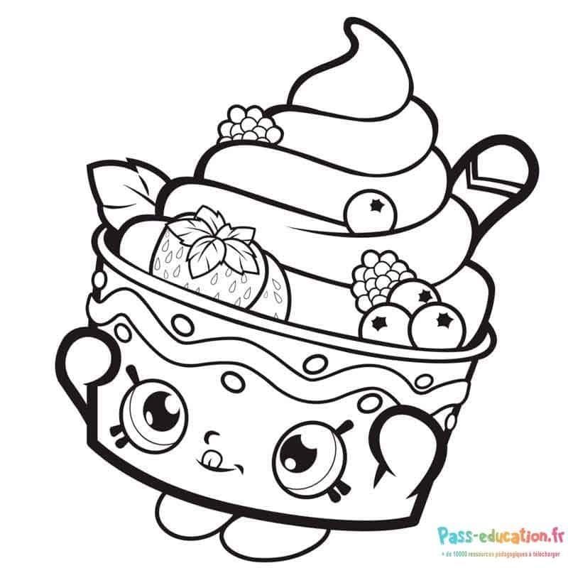 Coloriage Dessert souriant à imprimer et colorier