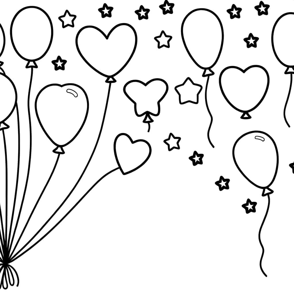 Coloriage Ballons et étoiles à imprimer et colorier