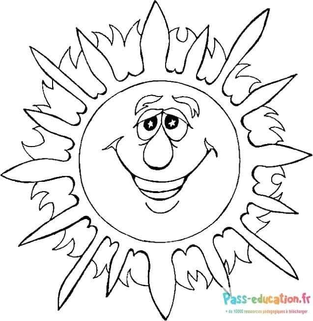 Coloriage Soleil souriant à imprimer et colorier