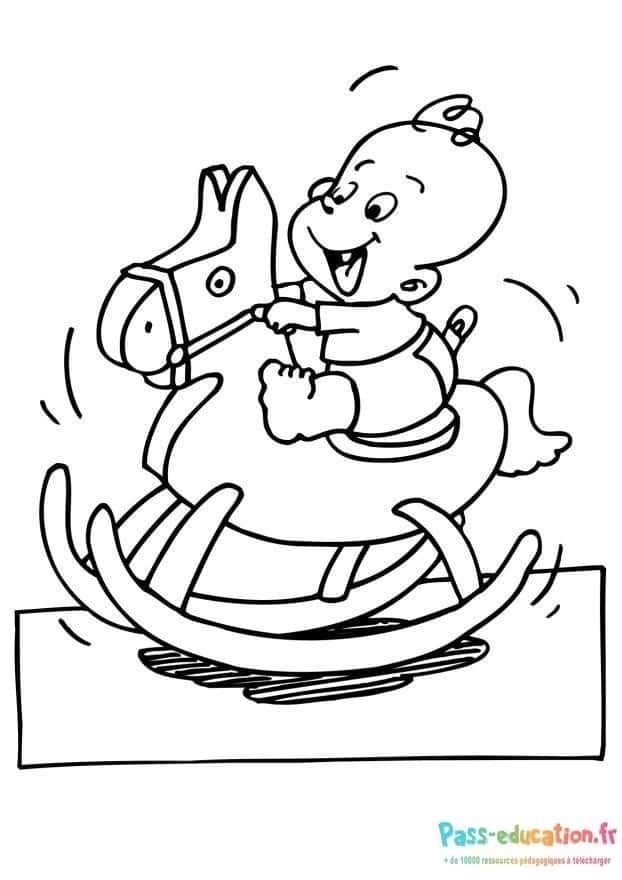 Coloriage Bébé à cheval à imprimer et colorier