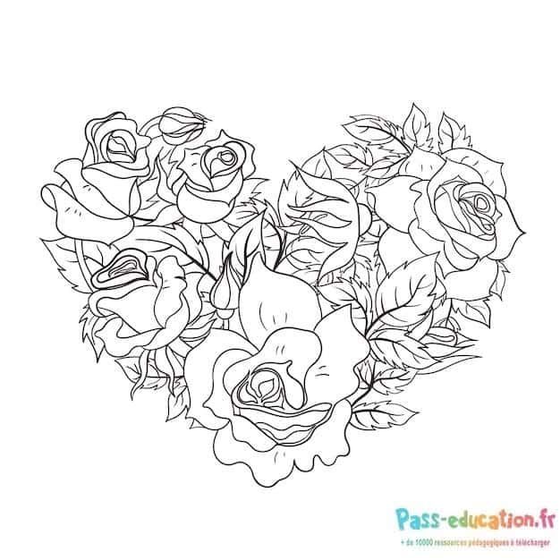 Coloriage Bouquet de roses à imprimer et colorier