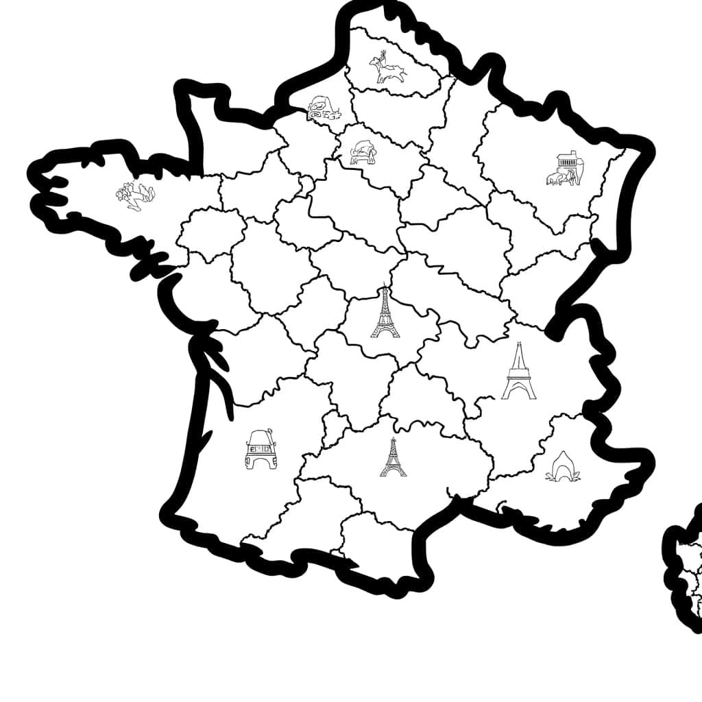 Coloriage Carte de France illustrée à imprimer et colorier