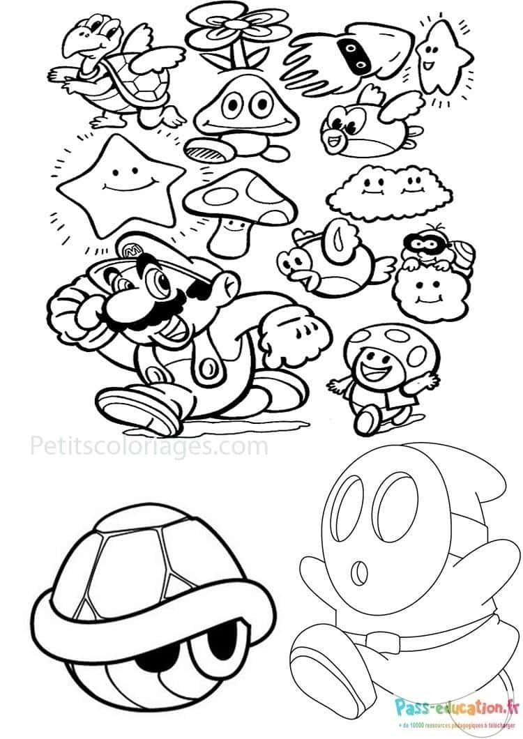 Coloriage Aventure de Mario à imprimer et colorier