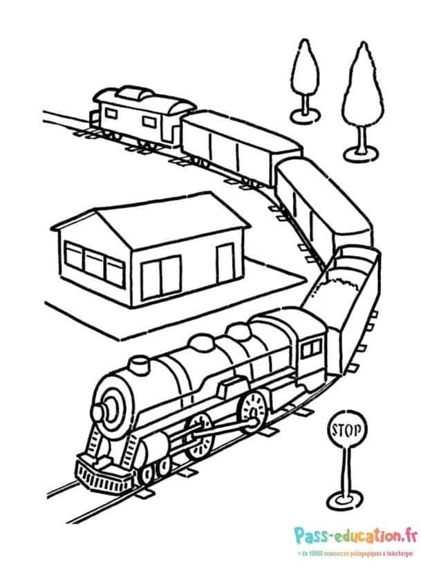 Coloriage Train à vapeur à imprimer et colorier