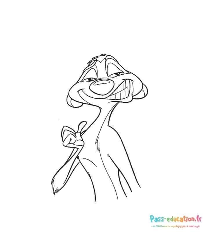Coloriage Timon souriant à imprimer et colorier