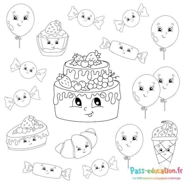 Coloriage Fête d'anniversaire à imprimer et colorier