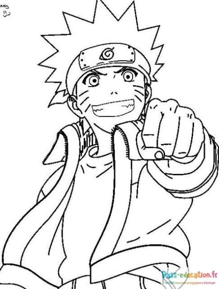 Coloriage Naruto enthousiaste à imprimer et colorier