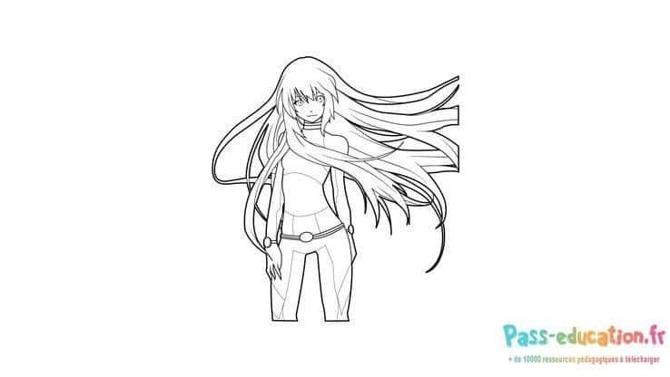 Coloriage Jeune fille manga à imprimer et colorier