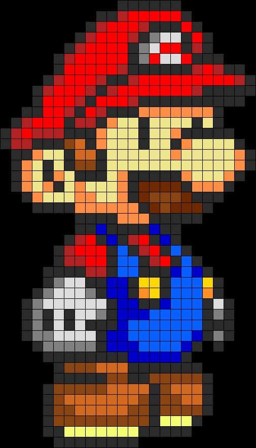 Coloriage Mario pixel art à imprimer et colorier